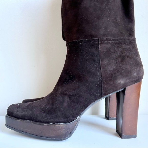 Like New 7 - STUART WEITZMAN Boots Mid Calf Short Boots Platform Suede - Picture 6 of 15